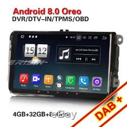 9 Android 8.0 Gps Car Audio Dab + For Vw Passat Seat Golf 5 6 Jetta Touran Canbus