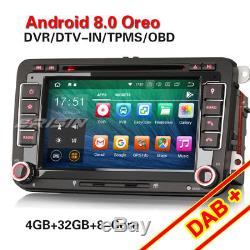 Android 8.0 Gps Dab + Car Radio For Vw Touran Golf Touran Eos Seat Skoda Polo Obd