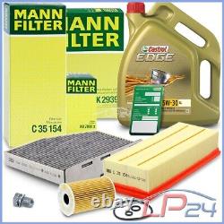 Mann-filter Kit Revision + 5l Castrol 5w-30 LL For Vw Golf Plus 5m 1.6 2.0 Tdi