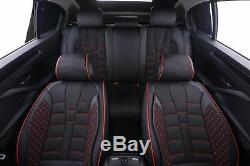 Universal Black Fabric & Leather Seat Covers Full Set Car Camper Van