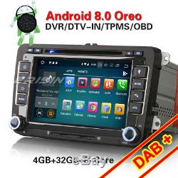 Android 8.0 GPS DAB+ Autoradio For VW Passat Golf Touran Eos Seat Skoda Polo OBD